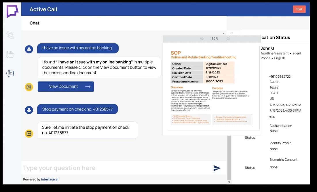 Employee AI co-pilot interface